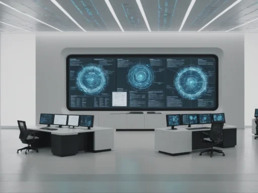 Futuristic AI Document Management Control Room